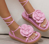 Sandália flower amarração rosa